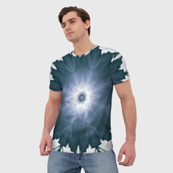 Мужская футболка 3D Снежинка. Абстракция. Синий - фото 2