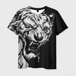 Мужская футболка 3D Тигр: свирепый и кровожадный