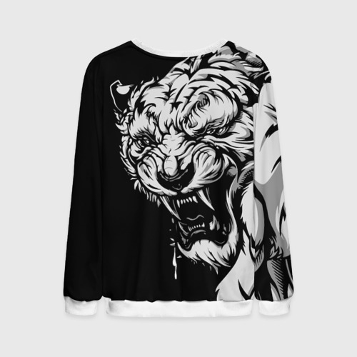 Мужской свитшот 3D Тигр: свирепый и кровожадный, цвет белый - фото 2