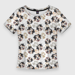 Женская футболка 3D Slim Собака Австралийская Овчарка