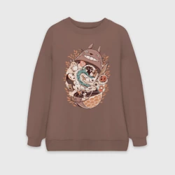 Женский свитшот oversize без начеса хлопок Тоторо - матрёшка