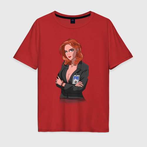 Мужская футболка хлопок Oversize Dana Scully X-Files, цвет красный