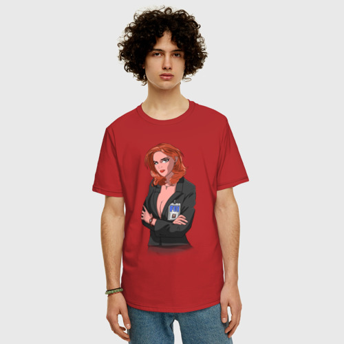 Мужская футболка хлопок Oversize Dana Scully X-Files, цвет красный - фото 3