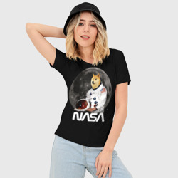 Женская футболка 3D Slim Доги Космонавт Мем НАСА Doge - фото 2