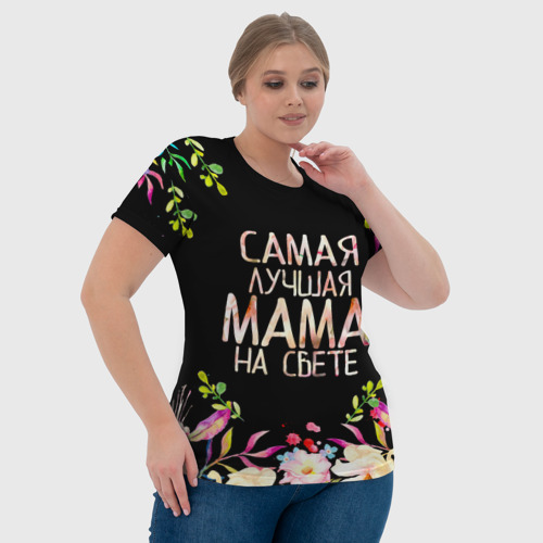 Женская футболка 3D Самой лучшей в мире маме, цветы на черном фоне, цвет 3D печать - фото 6