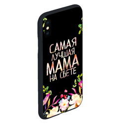 Чехол для iPhone XS Max матовый Самой лучшей в мире маме, цветы на черном фоне - фото 2