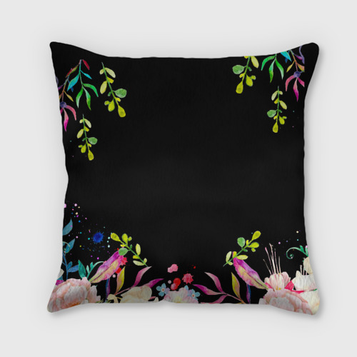 Подушка 3D Самой лучшей в мире маме, цветы на черном фоне - фото 2