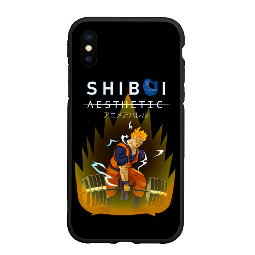 Чехол для iPhone XS Max матовый Гоку со штангой, Dragon ball