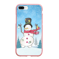 Чехол для iPhone 7Plus/8 Plus матовый Снеговик в снежном дворике