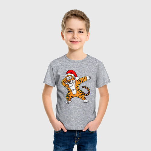 Детская футболка хлопок Тигр 2022 dub, цвет меланж - фото 3