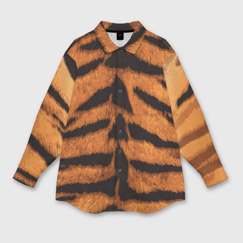 Мужская рубашка oversize 3D с принтом Тигриная шкура, вид спереди #2