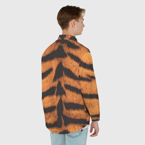 Мужская рубашка oversize 3D с принтом Тигриная шкура, вид сзади #2