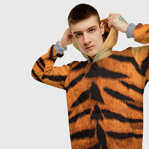 Мужская толстовка 3D Тигриная шкура, цвет меланж - фото 5