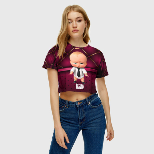 Женская футболка Crop-top 3D Босс без штанов, цвет 3D печать - фото 3
