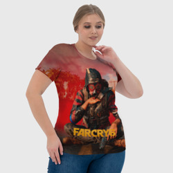 Футболка с принтом Far Cry 6 - Повстанец для женщины, вид на модели спереди №4. Цвет основы: белый