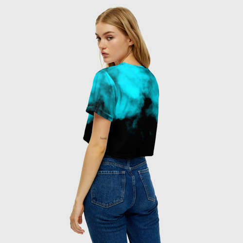Женская футболка Crop-top 3D Мэттью Беллами бирюзовый туман Muse, цвет 3D печать - фото 5