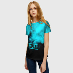 Женская футболка 3D Мэттью Беллами бирюзовый туман Muse - фото 2