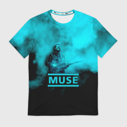 Мужская футболка 3D Мэттью Беллами бирюзовый туман Muse