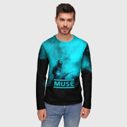 Мужской лонгслив 3D Мэттью Беллами бирюзовый туман Muse - фото 2