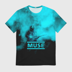 Мужская футболка 3D Мэттью Беллами бирюзовый туман Muse