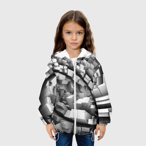 Детская куртка 3D Геометрическая объёмная абстракция, цвет белый - фото 4