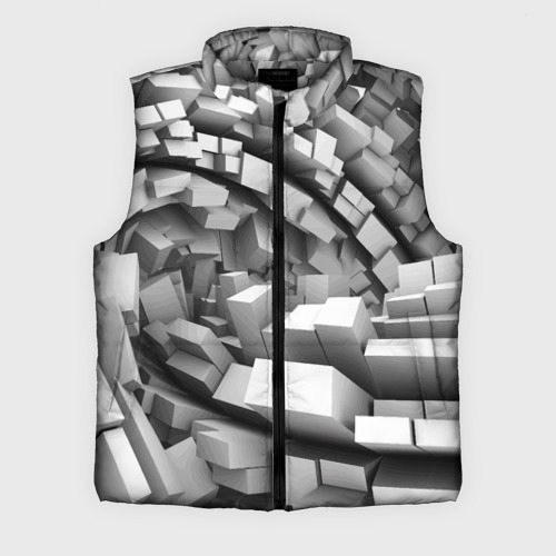 Мужской жилет утепленный 3D Геометрическая объёмная абстракция, цвет светло-серый
