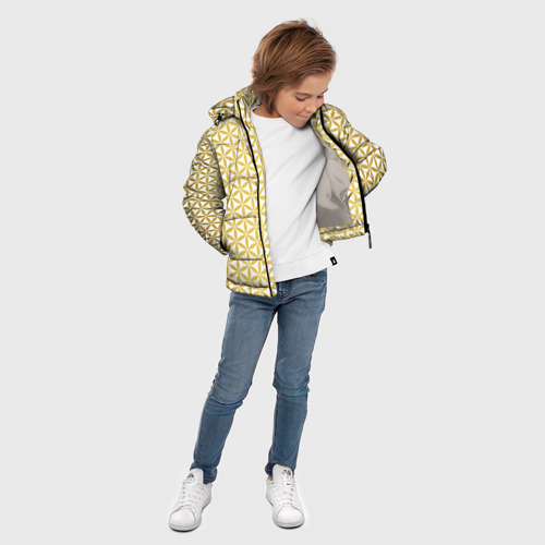 Зимняя куртка для мальчиков 3D Цветок Жизни золото, цвет светло-серый - фото 5