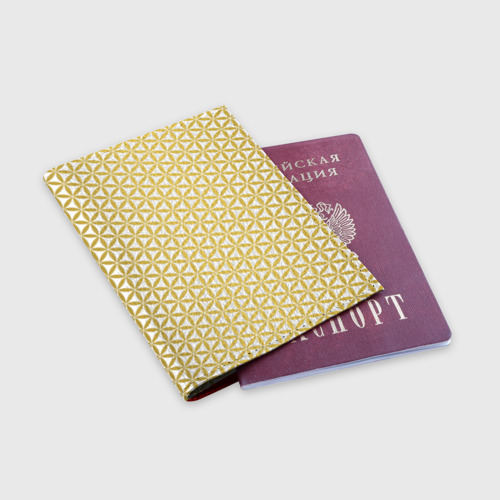 Обложка для паспорта матовая кожа Цветок Жизни золото, цвет красный - фото 3