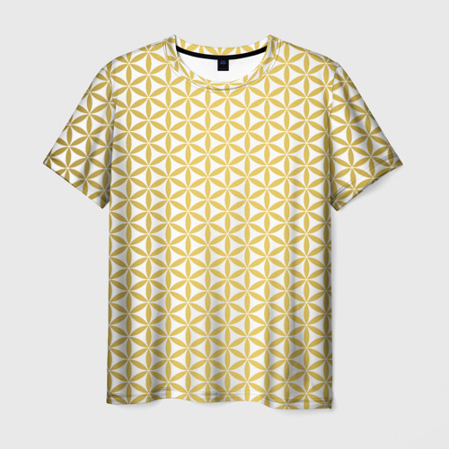 Мужская футболка 3D Цветок Жизни золото, цвет 3D печать