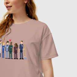 Женская футболка хлопок Oversize Scrubs pixels - фото 2