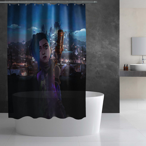 Штора 3D для ванной Jinx LoL Arcane - фото 3