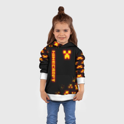 Толстовка с принтом Minecraft огненный Крипер для ребенка, вид на модели спереди №3. Цвет основы: белый