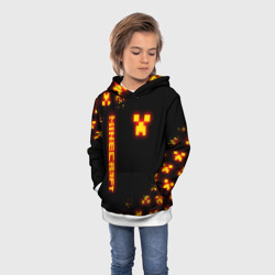 Толстовка с принтом Minecraft огненный Крипер для ребенка, вид на модели спереди №2. Цвет основы: белый