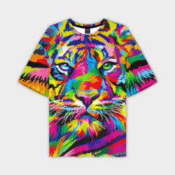 Мужская футболка oversize 3D Тигр в стиле поп-арт