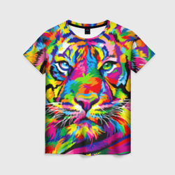 Тигр в стиле поп-арт – Женская футболка 3D с принтом купить со скидкой в -26%