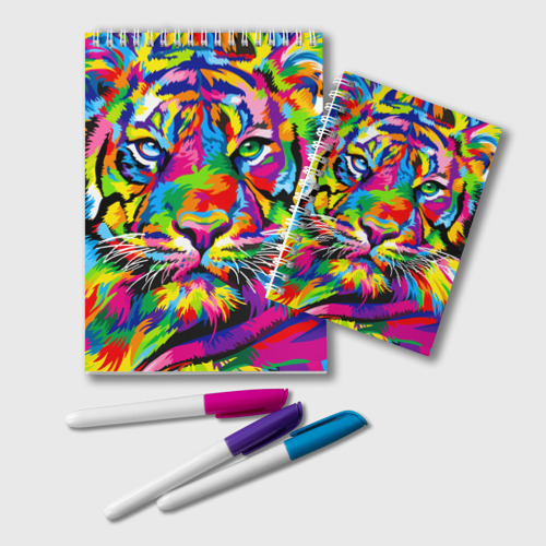 Блокнот Тигр в стиле поп-арт, цвет точка