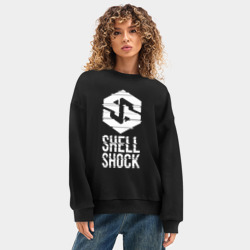 Женский свитшот oversize без начеса хлопок Shlshk Glitched Logo Collection - фото 2