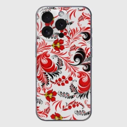 Чехол для iPhone 16 Pro Max силиконовый с защитой камеры Русская национальная роспись