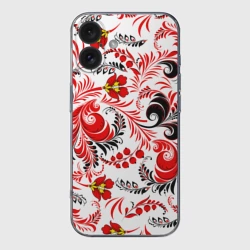 Чехол для iPhone 16 силиконовый с защитой камеры Русская национальная роспись