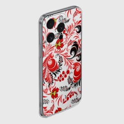 Чехол для iPhone 15 Pro силиконовый с защитой камеры Русская национальная роспись - фото 2