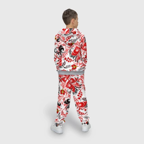 Детский костюм 3D с принтом Русская национальная роспись, вид сзади #2