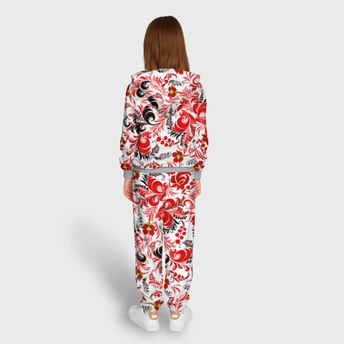 Детский костюм 3D с принтом Русская национальная роспись, вид сзади #2