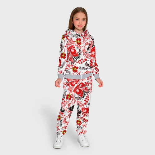 Детский костюм 3D с принтом Русская национальная роспись, вид сбоку #3