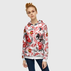Женская толстовка 3D на молнии Русская национальная роспись - фото 2