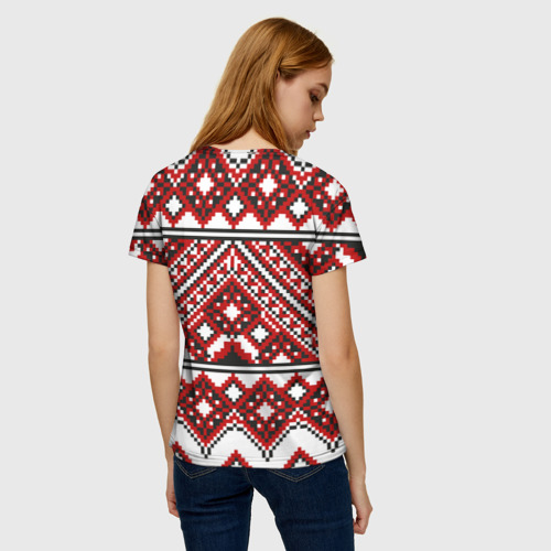 Женская футболка 3D Русский узор, геометрическая вышивка, цвет 3D печать - фото 4