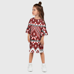 Платье с принтом Русский узор, геометрическая вышивка для ребенка, вид на модели спереди №2. Цвет основы: белый