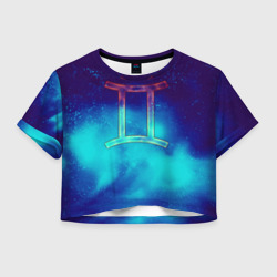 Близнецы Gemini, знак зодиака – Женская футболка Crop-top 3D с принтом купить