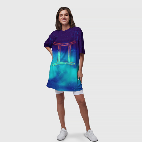 Платье-футболка 3D Близнецы Gemini, знак зодиака, цвет 3D печать - фото 5