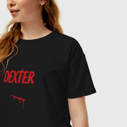 Женская футболка хлопок Oversize Декстер порез кровь - фото 2