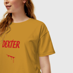Женская футболка хлопок Oversize Декстер порез кровь - фото 2